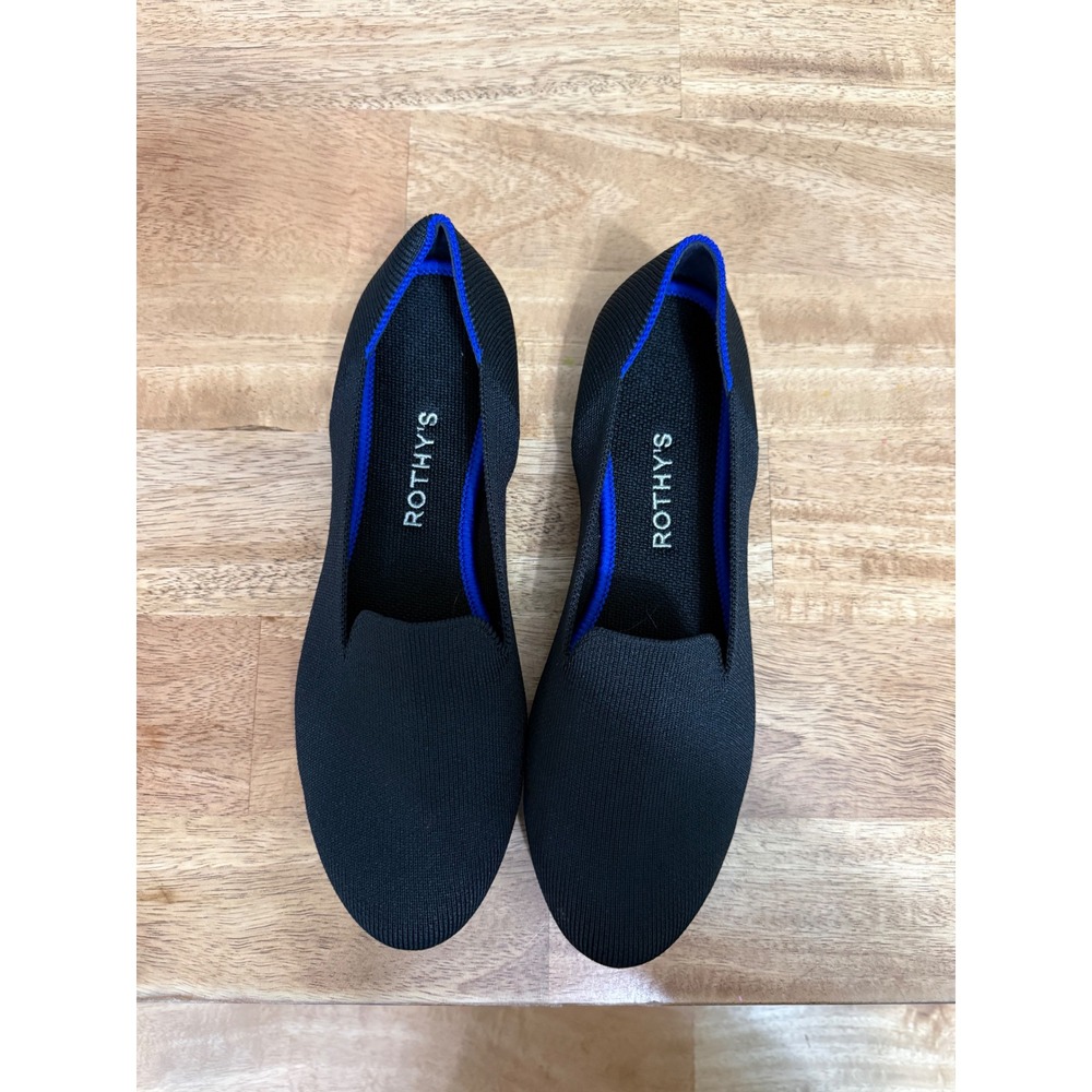 Rothys The Loafer Black Solid Knit Round Toe Flats Shoes Womens 8.5
